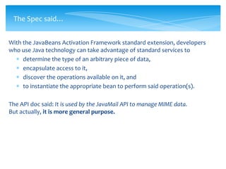 Introduction to JavaBeans Activation Framework v1.1 | PPTX | Operating ...