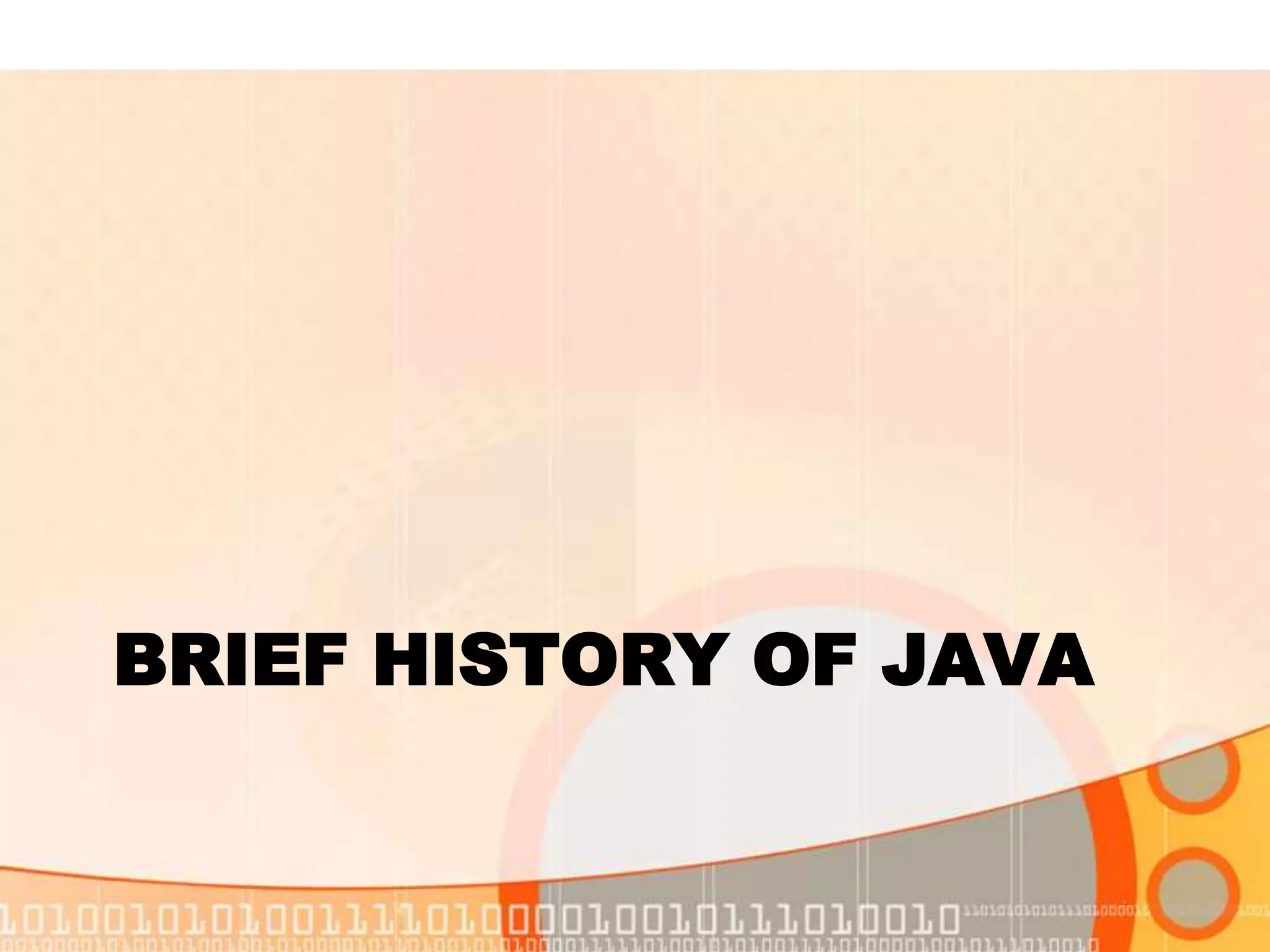 BRIEF HISTORY OF JAVA 