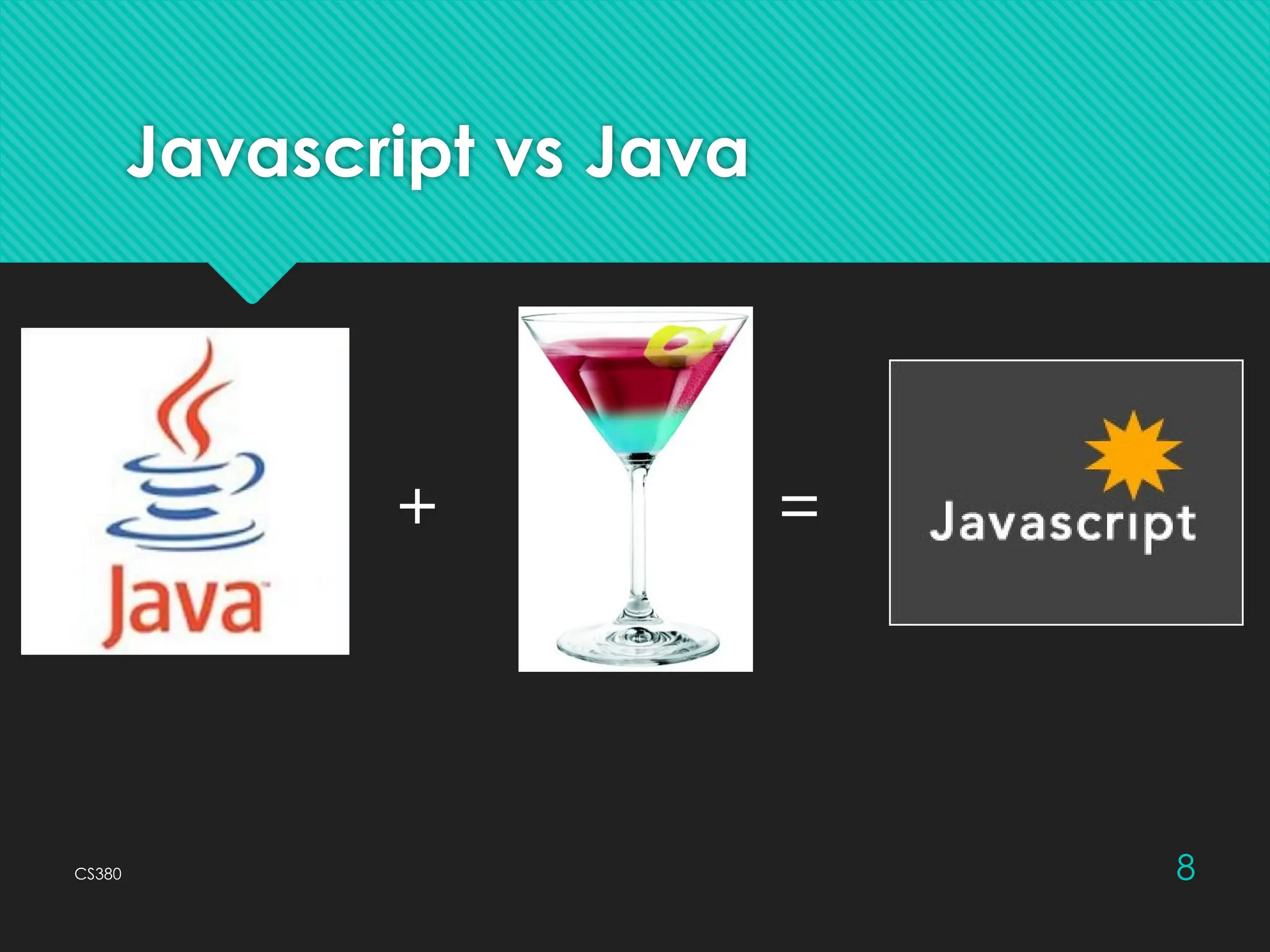 CS380 8
Javascript vs Java
+ =
 
