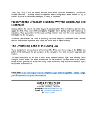 Intro to Jazz: Iconic Songs Defining U.S. Jazz Radio Stations | PDF