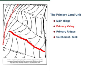 The Primary Land Unit

  q   Main Ridge

  q   Primary Valley

  q   Primary Ridges

  q   Catchment / Sink
 