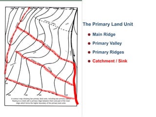 The Primary Land Unit

  q   Main Ridge

  q   Primary Valley

  q   Primary Ridges

  q   Catchment / Sink
 