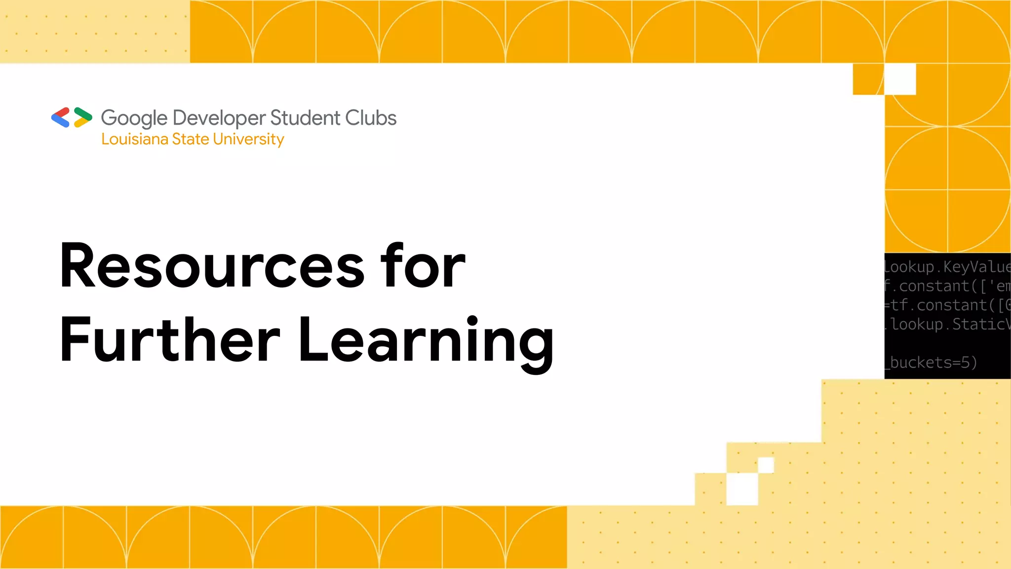 Resources for
Further Learning
Louisiana State University
 