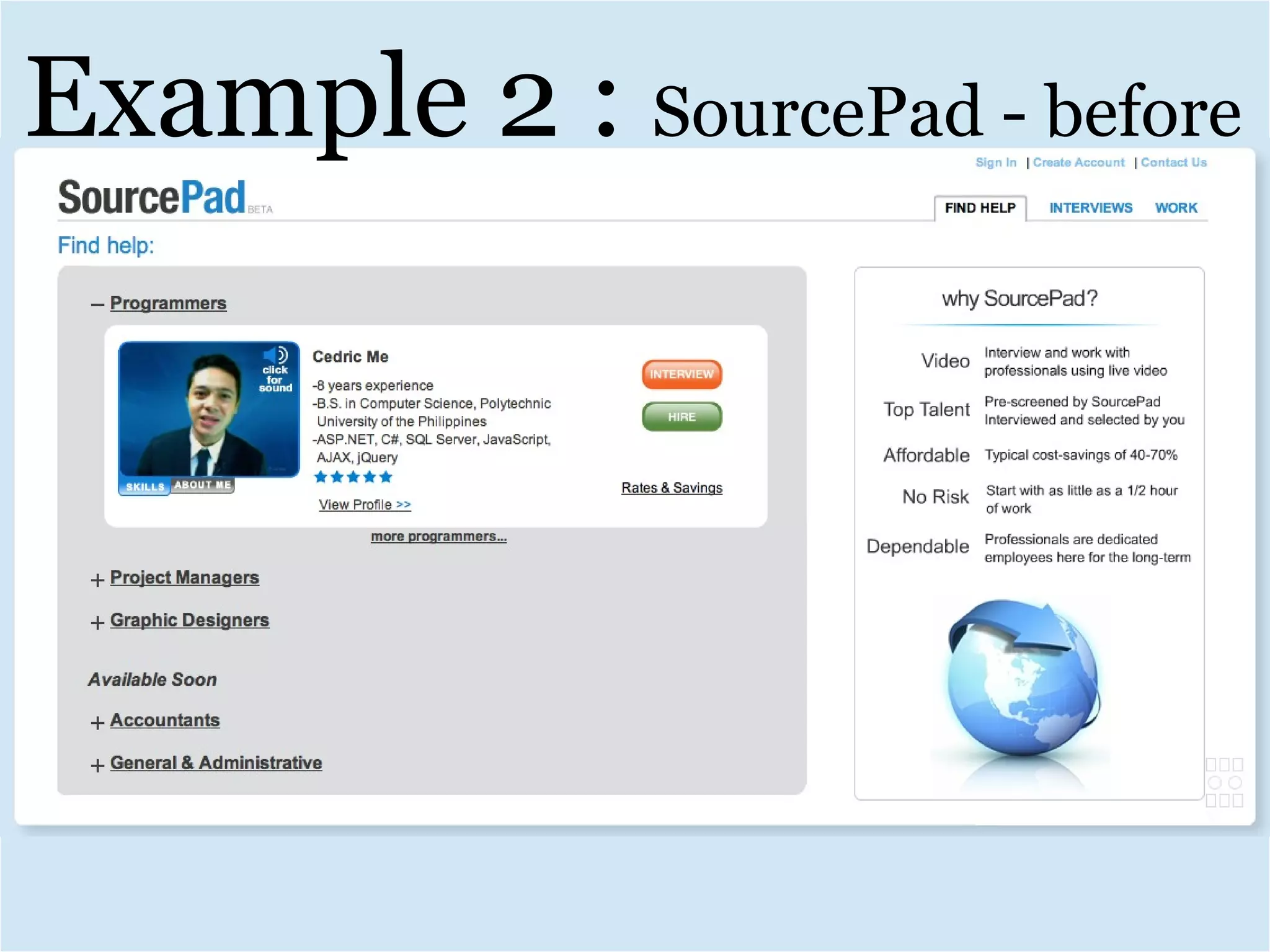 Example 2 :  SourcePad - before 