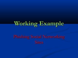 Working Example
Phishing Social Networking
           Sites
 