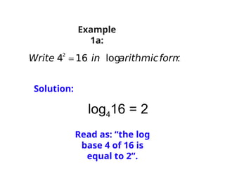 Defining Log Introduction to Logarithms. Defining logarithm | PPTX