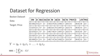 Dataset for Regression
Boston Dataset
Data
Target: Price
15
 