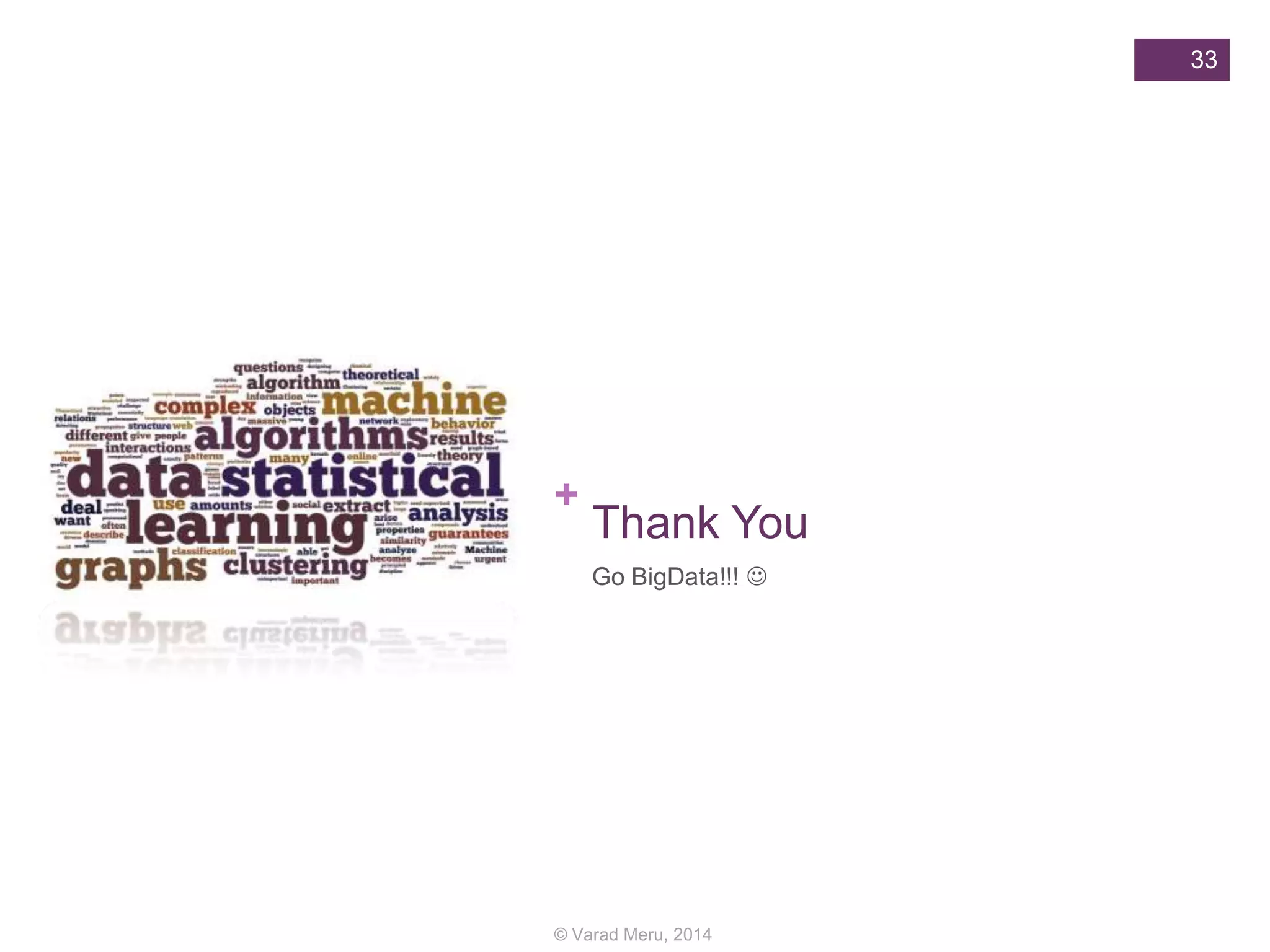 33

+

Thank You
Go BigData!!! 

© Varad Meru, 2014

 