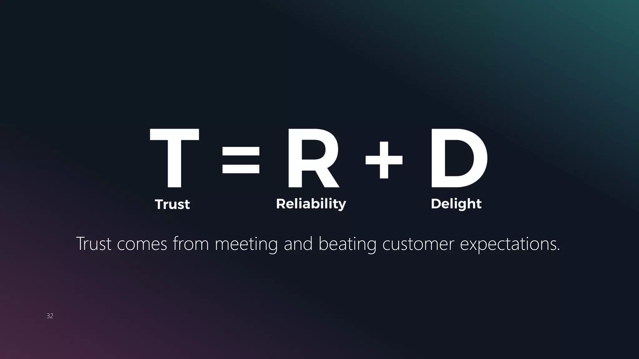 32
Trust comes from meeting and beating customer expectations.
 