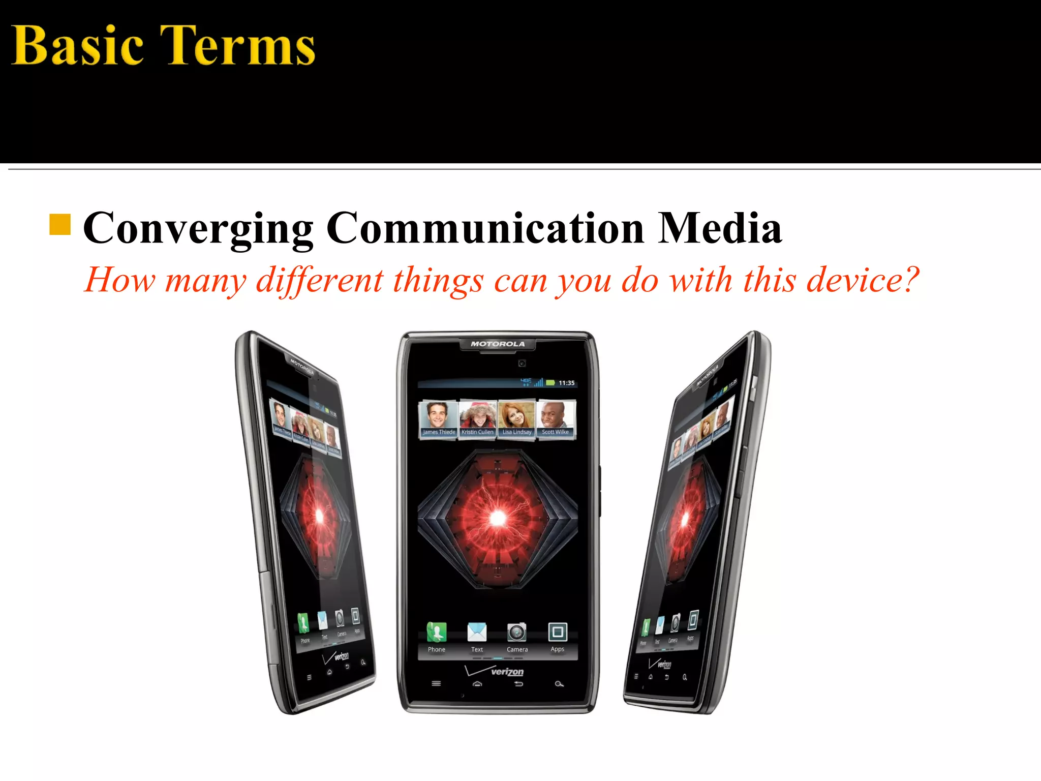  Converging Communication Media
How many different things can you do with this device?
 