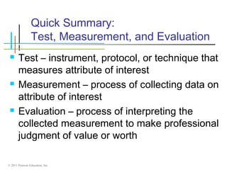 Intro to measurement and evaluation aug 2010 | PPT