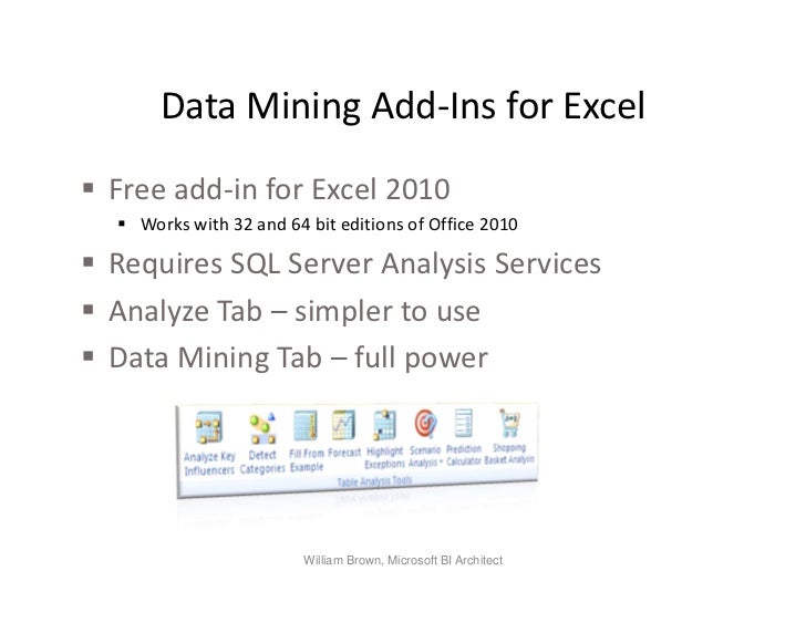 data mining plug in excel 2010 64 bit