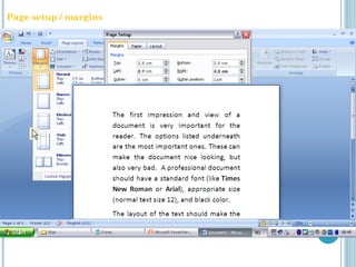 4,0 cm
0 cm
2,5 cm 2,5 cm
4,0 cm
Left
2,5 cm 2,5 cm
Page setup / margins
 