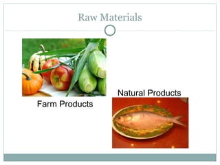 Raw Materials




                 Natural Products
Farm Products
 