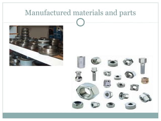 Manufactured materials and parts
 