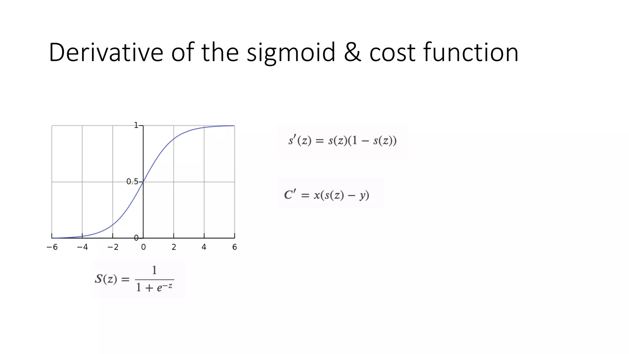 Derivative of the sigmoid & cost function
 