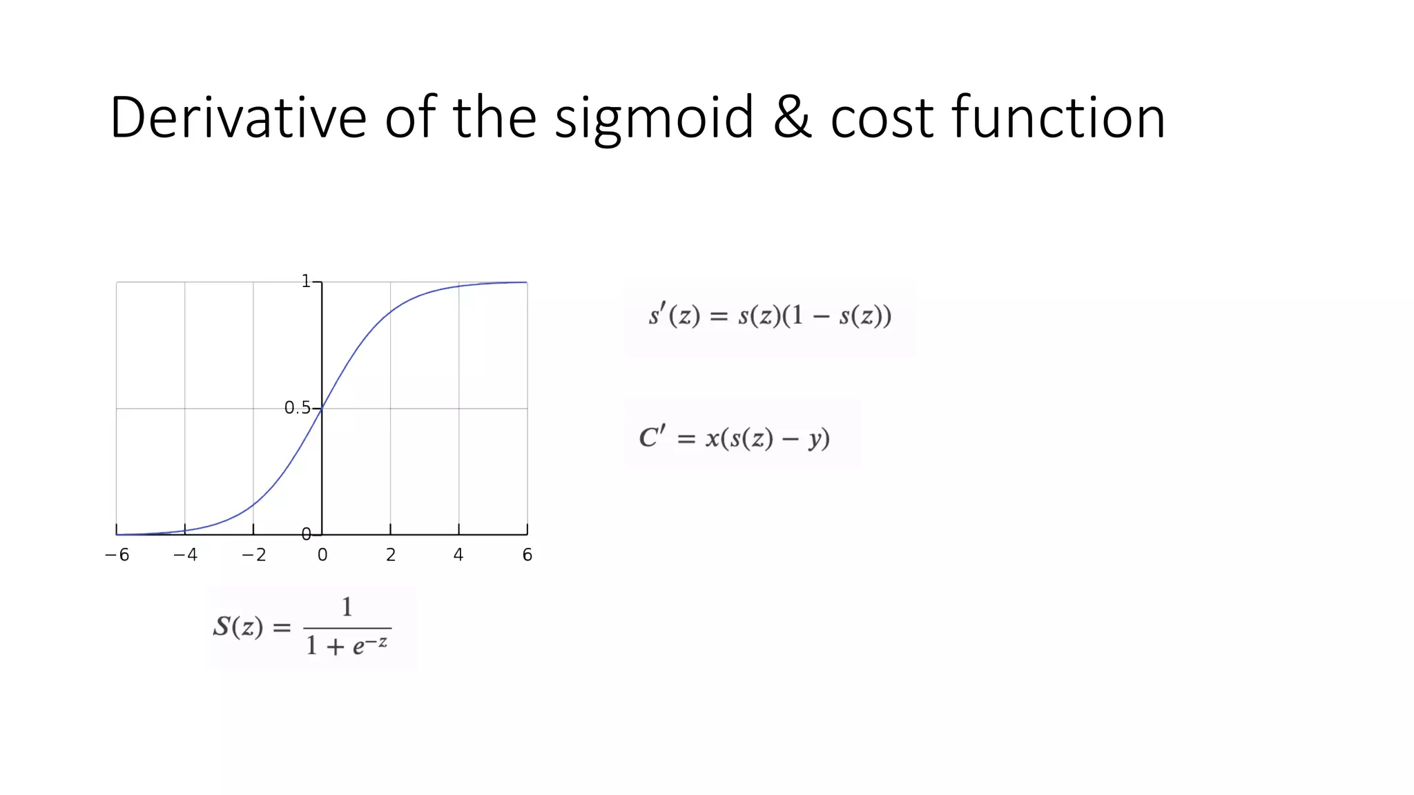 Derivative of the sigmoid & cost function
 