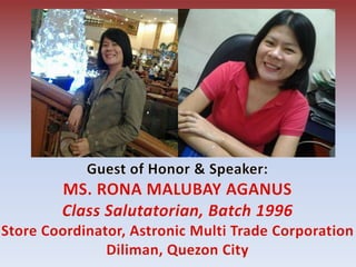 Introduction to Ms Rona Malubay Aganus-JS 2014 Guest Speaker