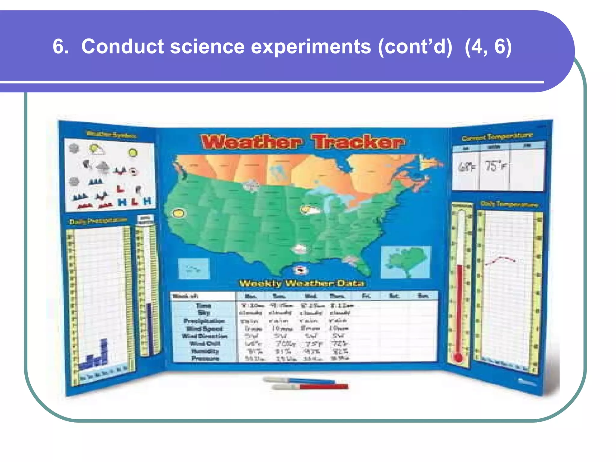 6.  Conduct science experiments (cont’d)  (4, 6) 
