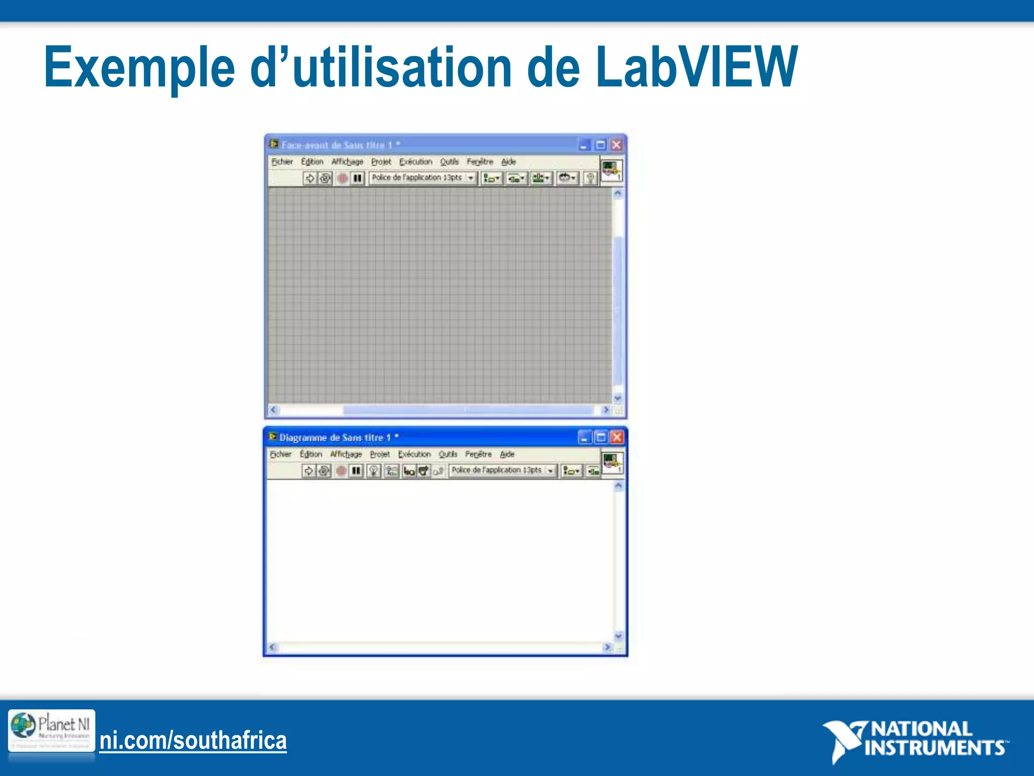 95 %des sociétés du magazine Fortune 500utilisent  l’Instrumentation VirtuelleFunction  GeneratorProgrammable SwitchOscilloscopeCommunications AnalyzerPattern GeneratorLogic AnalyzerPower SupplySpectrum AnalyzerLCR MeterDMML’approche traditionnelle