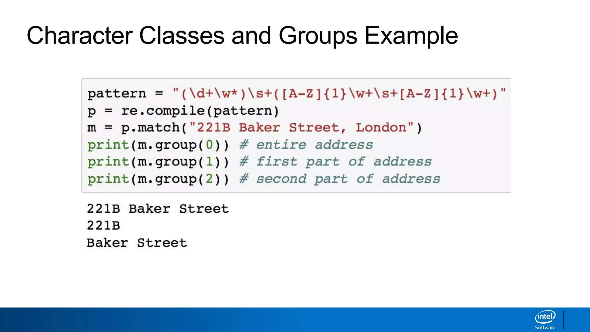 Character Classes and Groups Example
 
