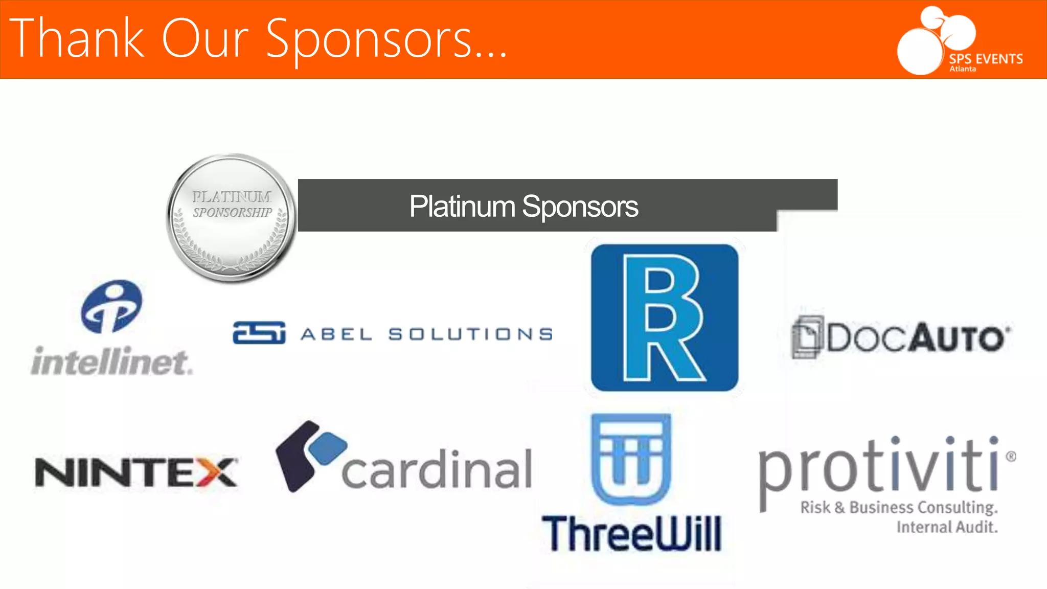 Thank Our Sponsors…
 