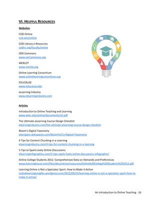 Introduction to Online Teaching - Handout Packet | PDF