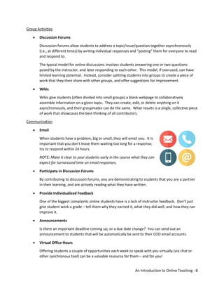 Introduction to Online Teaching - Handout Packet | PDF