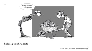 Reduce publishing costs
CC-BY John R. McKiernan, whyopenresearch.org
 