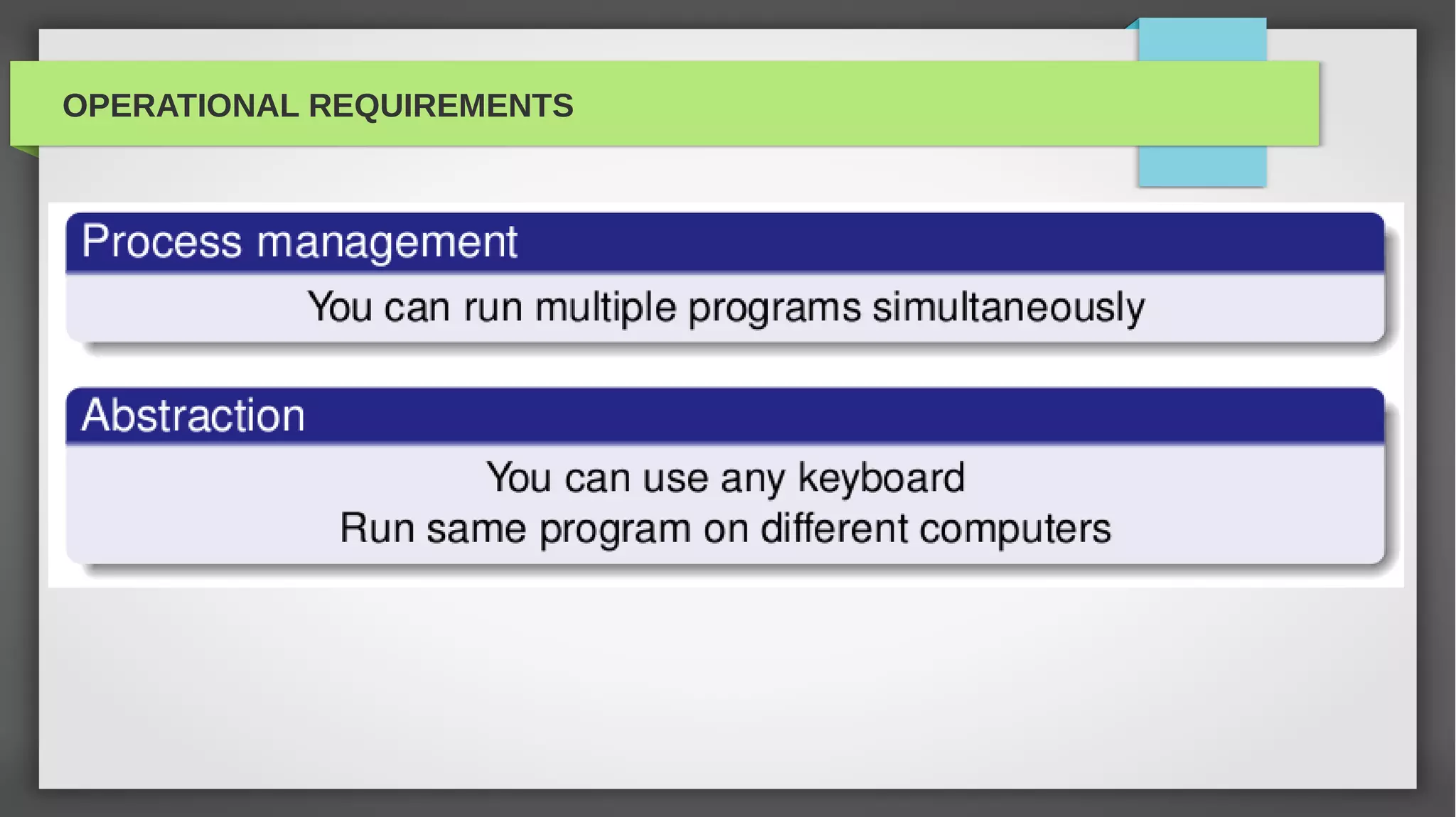 OPERATIONAL REQUIREMENTS
 
