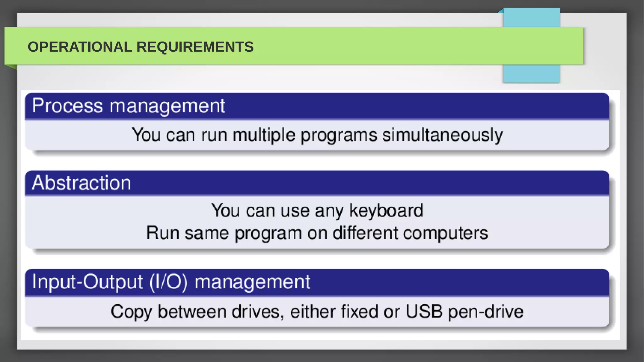 OPERATIONAL REQUIREMENTS
 