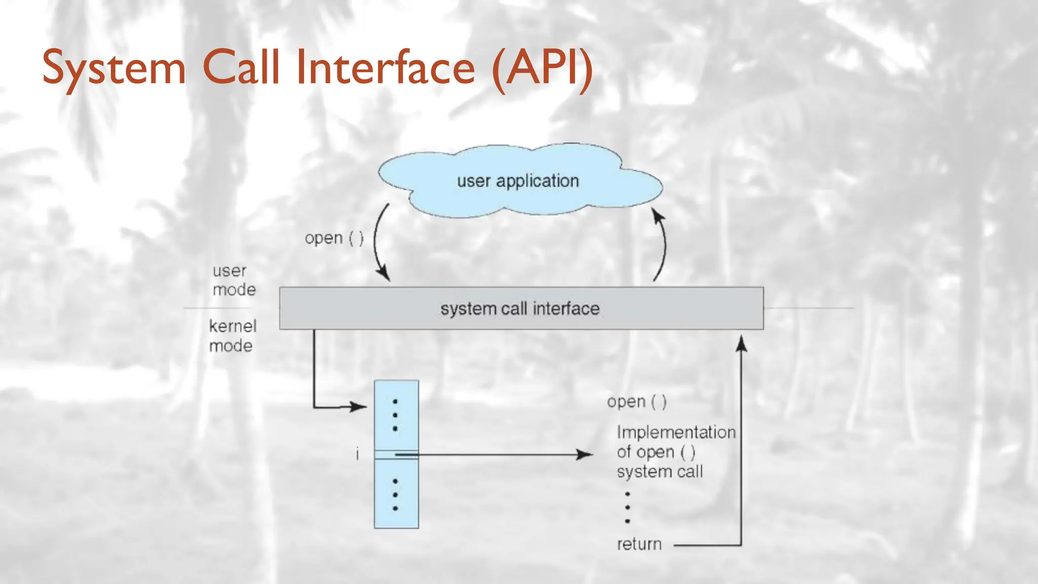 System Call Interface (API)
 