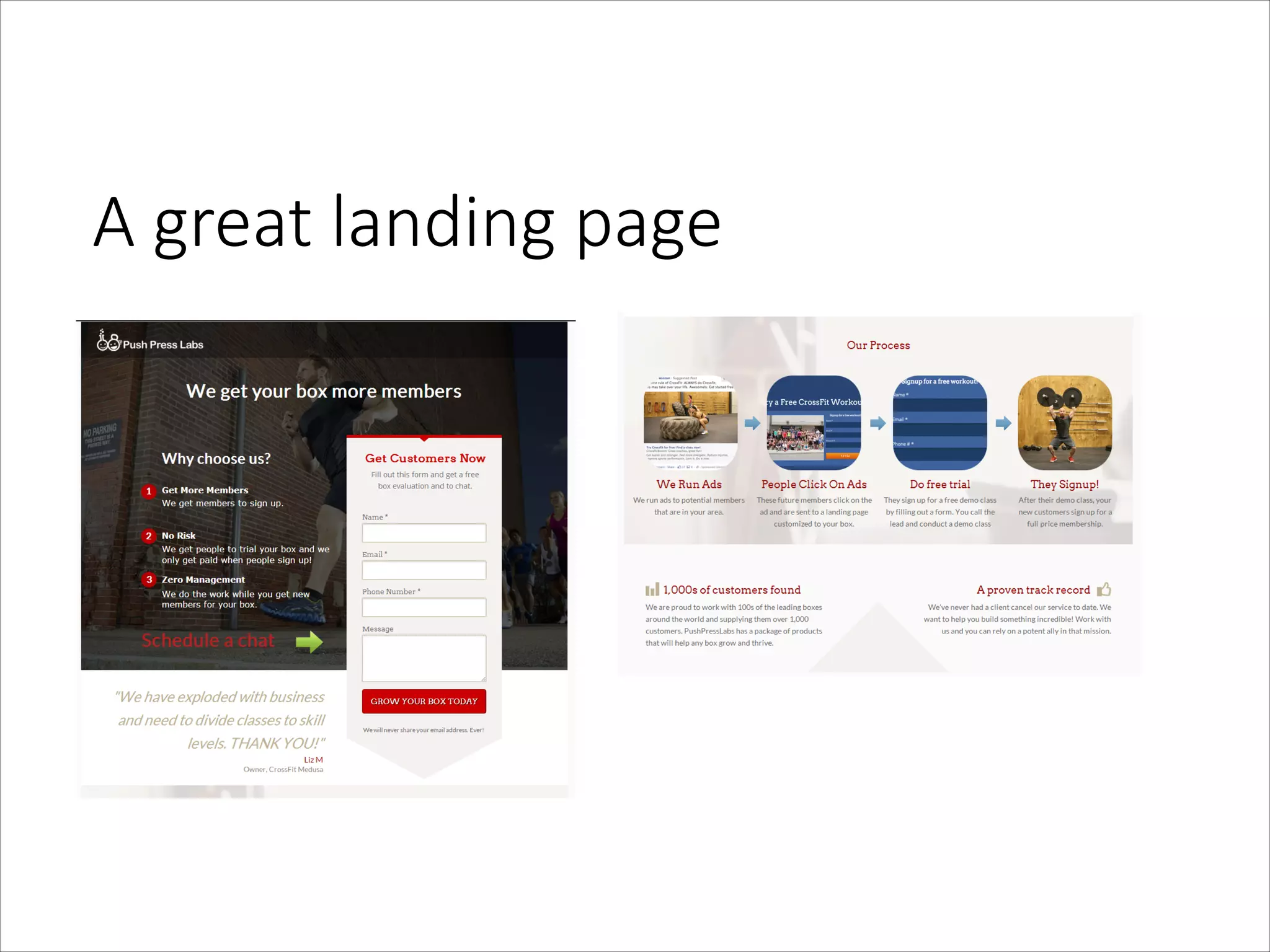 A  great  landing  page

 