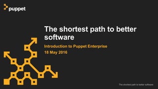 The shortest path to better
software
Introduction to Puppet Enterprise
18 May 2016
The shortest path to better software
 