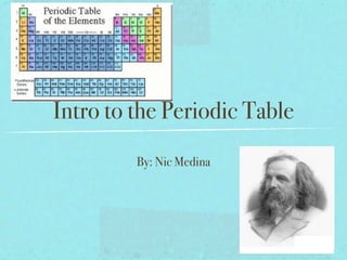 Intro to the Periodic Table
         By: Nic Medina
 