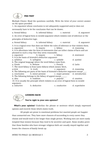 Philosophy Module 5 Intro to Philosophy Module 5 Intro to Philosophy Module 5 | PDF
