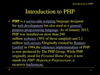 Introduction to php | PPT image.
