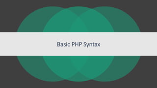 Basic PHP Syntax
 