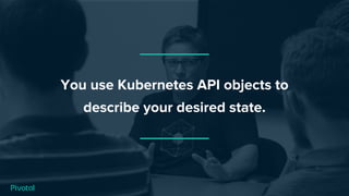 You use Kubernetes API objects to
describe your desired state.
 