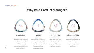 7
Why be a Product Manager?
O W N E R S H I P I M PAC T P O T E N T I AL C O M P E N S AT I O N
 