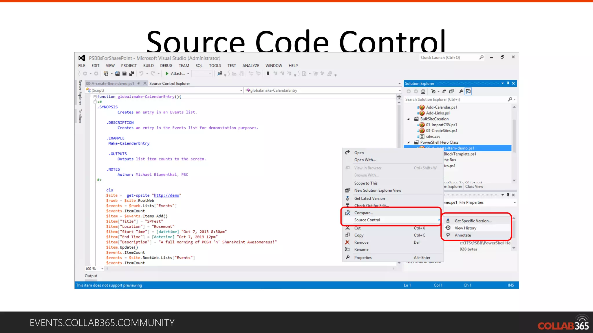 EVENTS.COLLAB365.COMMUNITY
Source Code Control
 