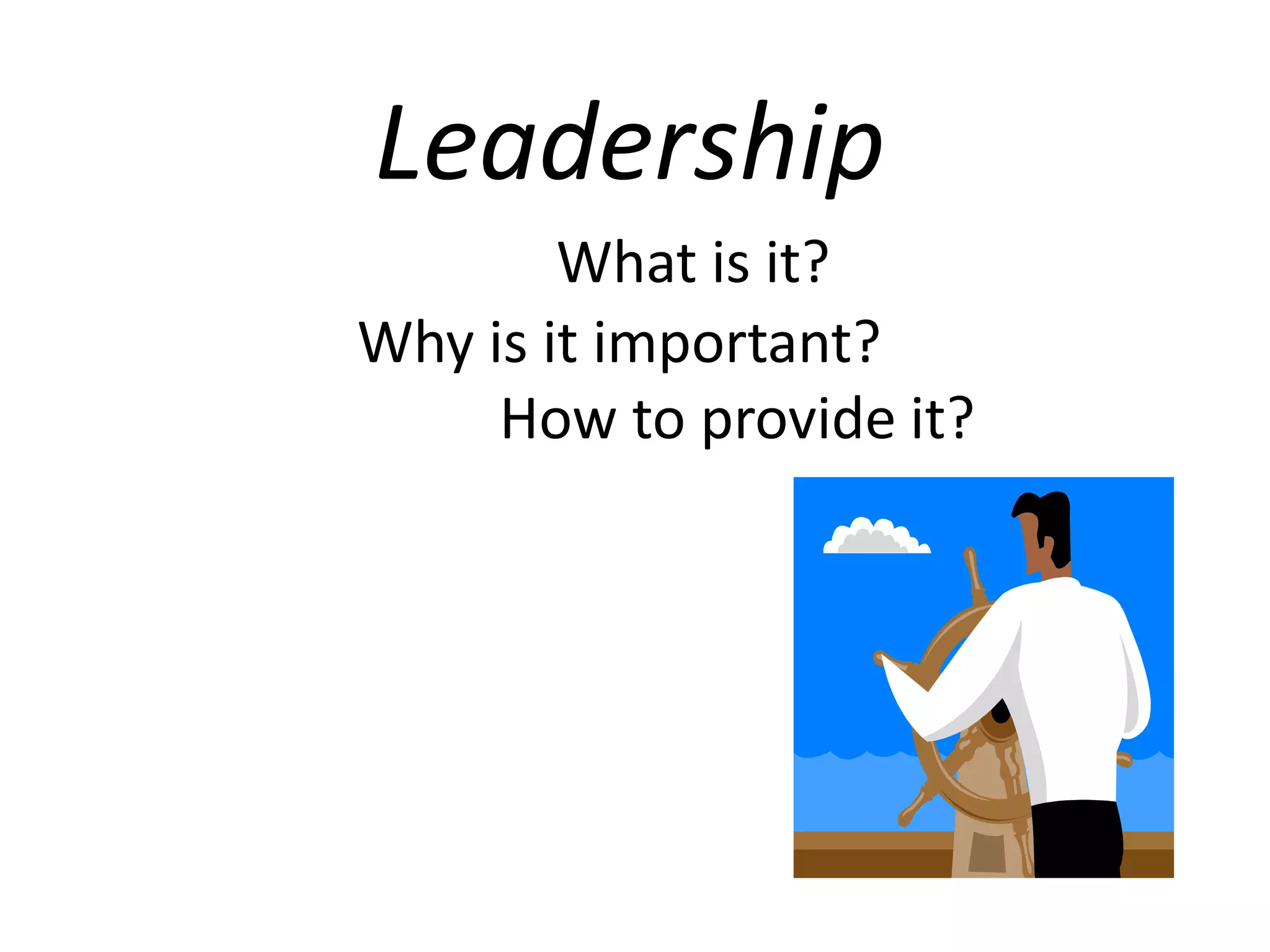 Leadership
What is it?
Why is it important?
How to provide it?

 