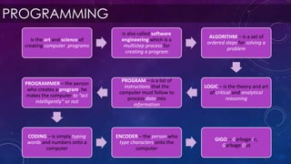 Intro to programming | PPTX | Programming Languages | Computing