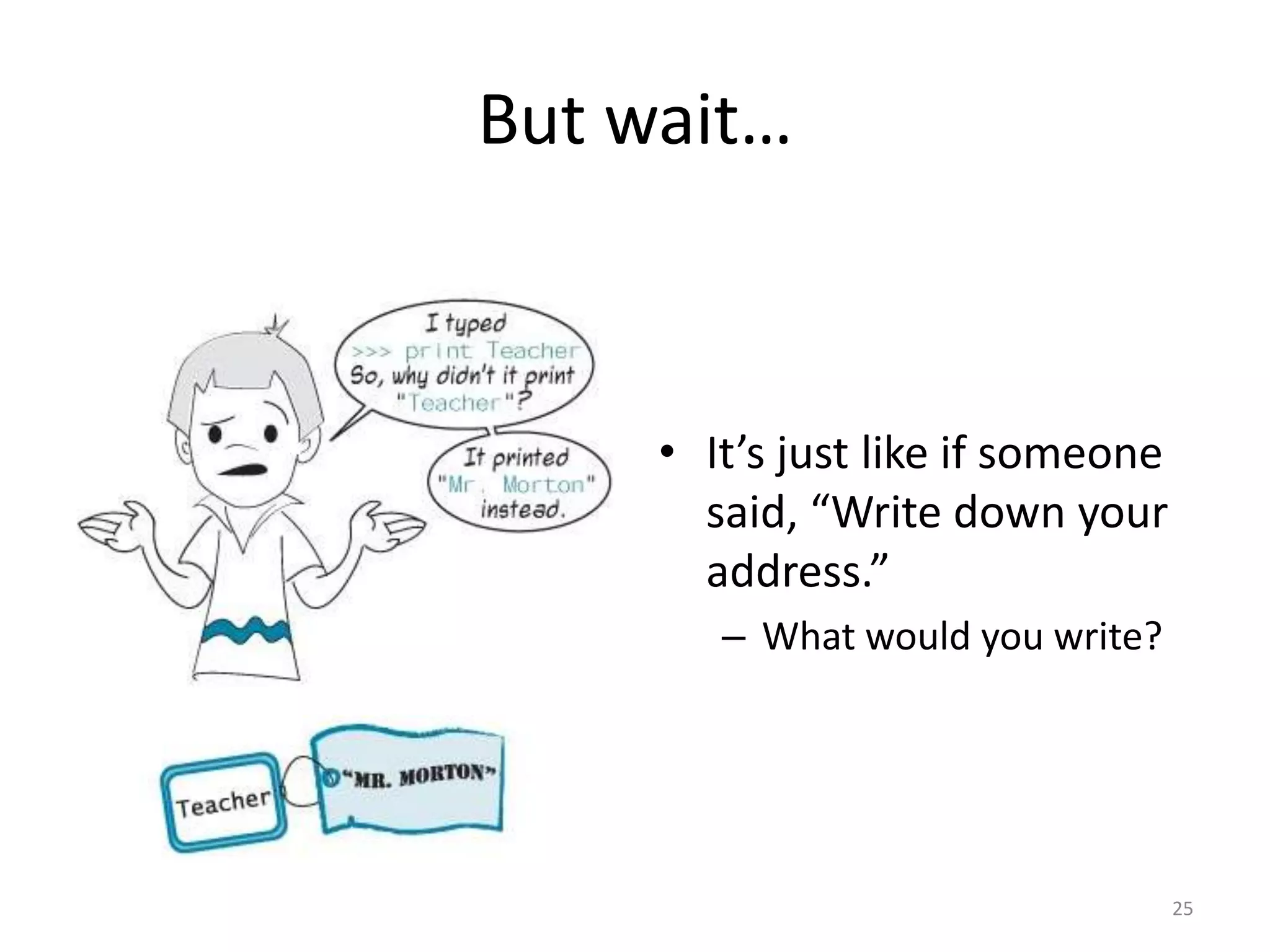But wait…



     • It’s just like if someone
       said, “Write down your
       address.”
        – What would you write?




                                   25
 