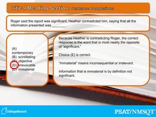 Define Immaterial Intro to PSAT Grade 10 | PPT
