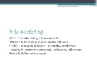 Intro to public relations for advanced pr | PPTX