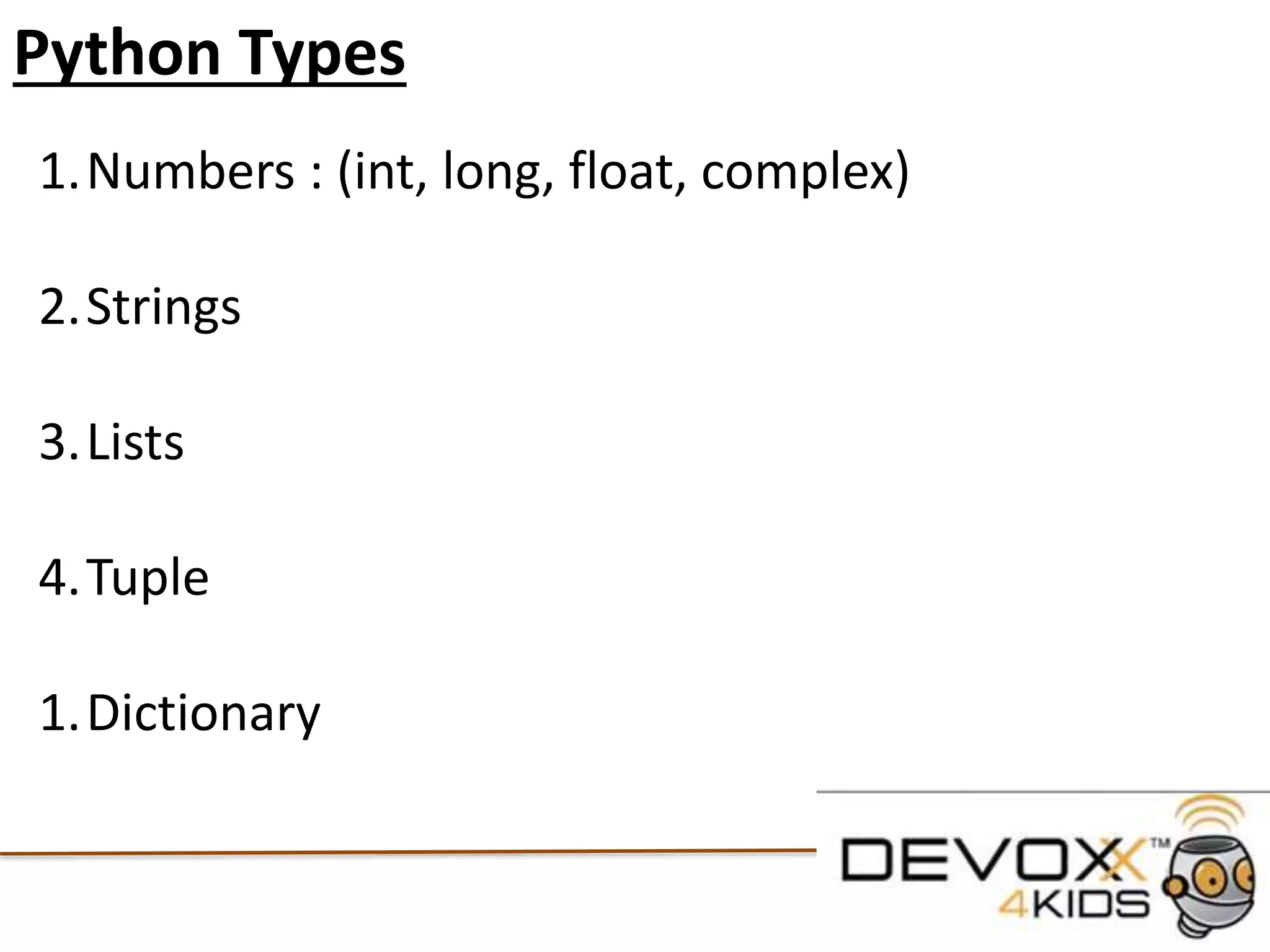 Strings and Numbers
In programming languages we declare strings and numbers differently
The reason we do this is because we want to do different things with them
An example of this is comparing strings (letters/words) with upper case and lower case
For numbers we need to calculations on them
Because we want to do calculations we declare whole numbers such as 10 or 100
Different to how we call numbers with decimals places 20.5 and 4.88
input() (Python 3) and raw_input() (Python 2) always return strings.
Convert the result to integer explicitly with int().
 