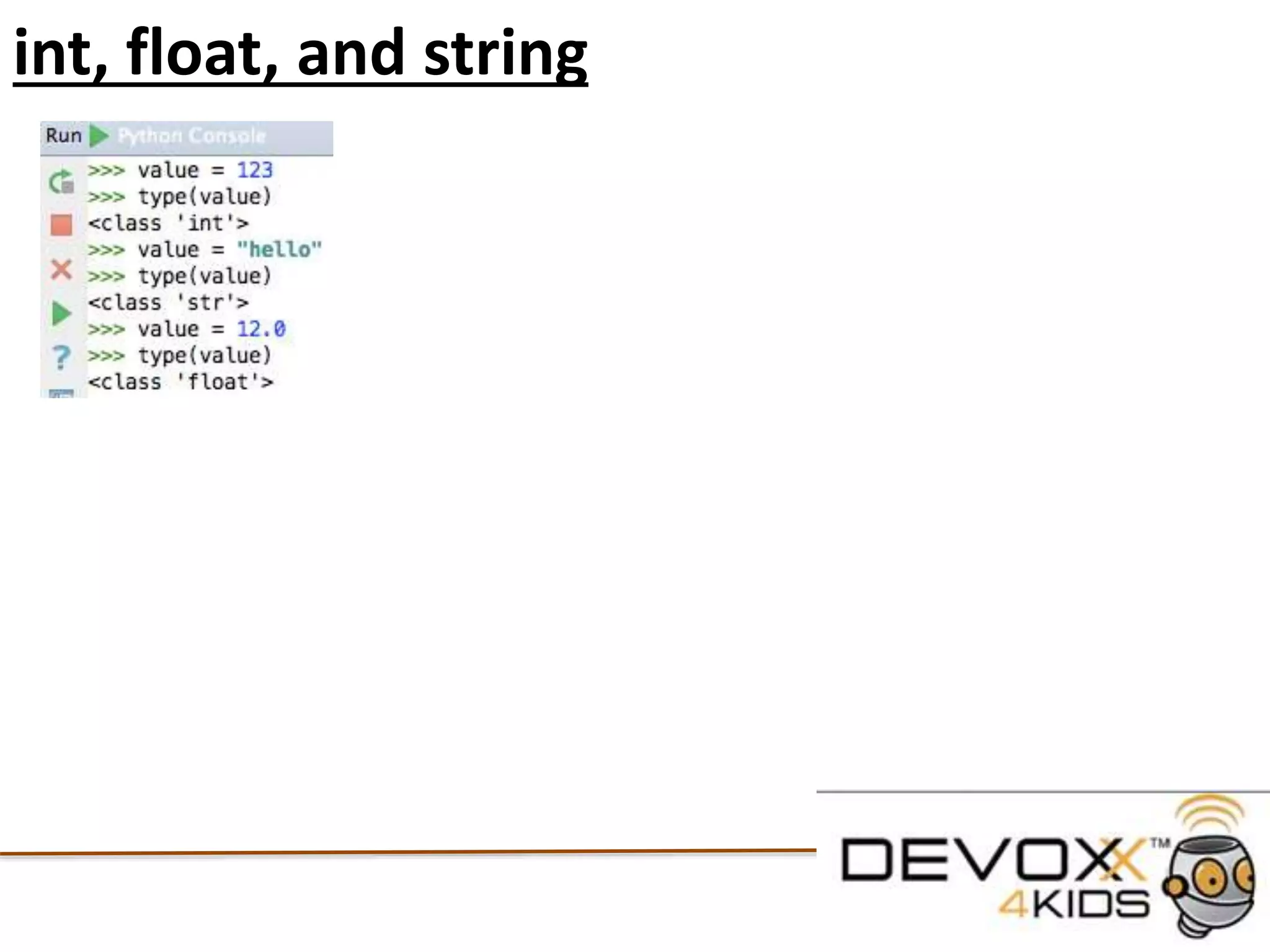 Numbers and Operands
When we want to do calculations in Python we need to use operands that the
Language understands some basic operands are
+ Addition - Adds values on either side of the operator
2 + 2 will give us 4
- Subtraction - Subtracts right hand operand from left hand operand
5 - 2 will give 3
* Multiplication - Multiplies values on either side of the operator
2 * 2 will give 4
/ Division - Divides left hand operand by right hand operand
4 / 2 will give 2
 