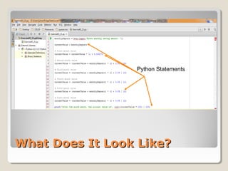 What Does It Look Like?What Does It Look Like?
Python Statements
 