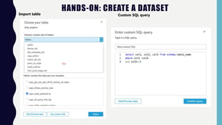 HANDS-ON: CREATE A DATASET
Import table Custom SQL query
 